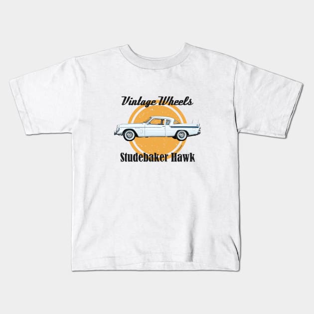 Vintage Wheels - Studebaker Hawk Kids T-Shirt by DaJellah